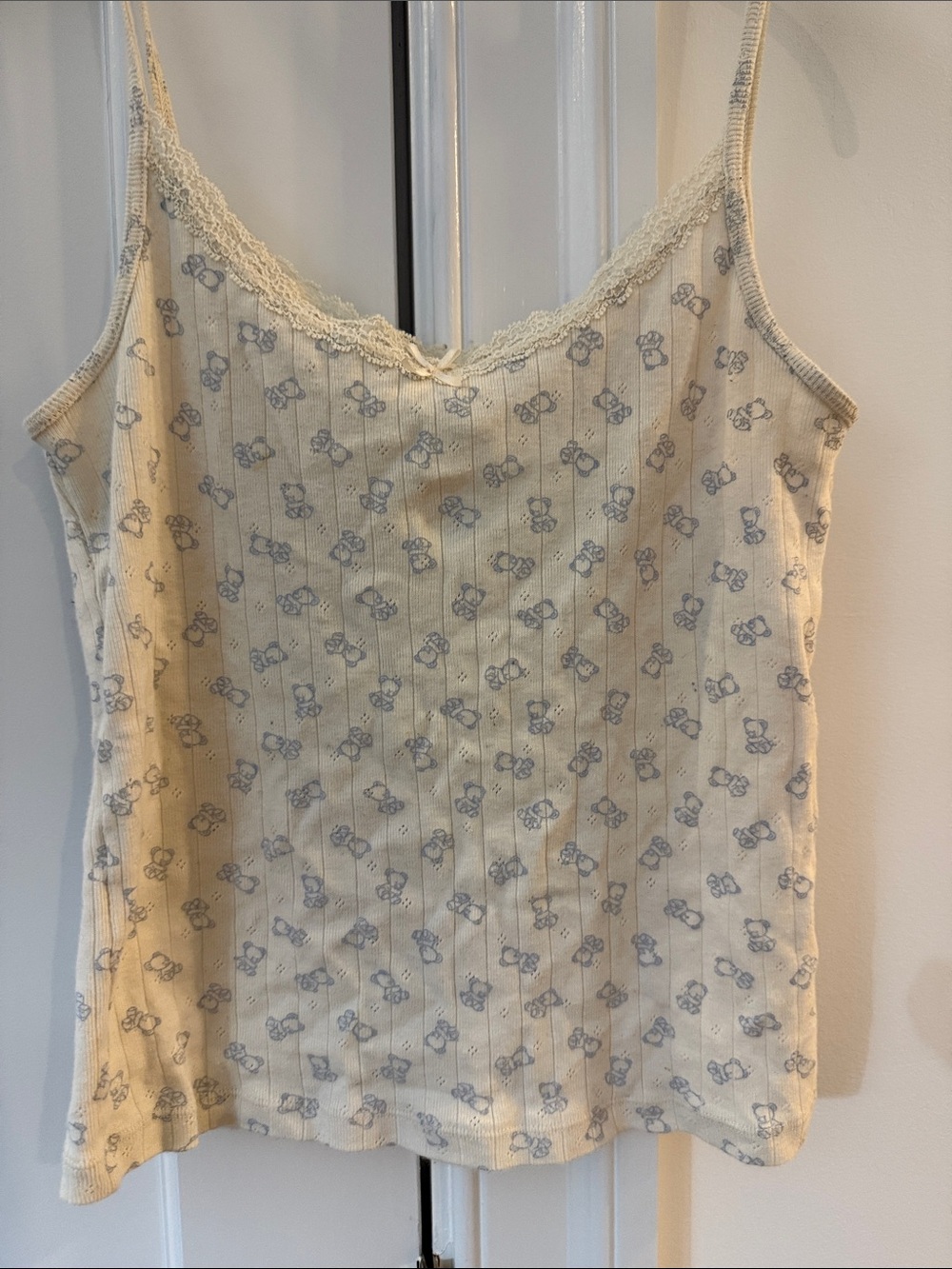 Brandy Melville Cream Cami with Blue Floral Print